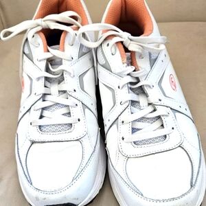 Womens Dr. Scholl's Lace Up Athletic Shoes. White & Orange. Size 8.5.